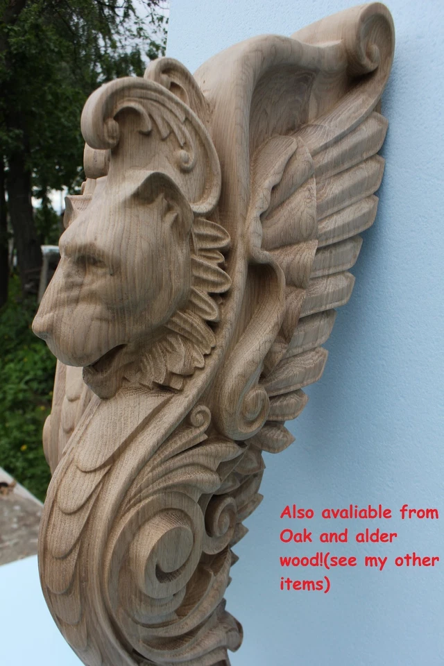 Escadas de madeira decoração de carvalho, estátua de grifo esculpida exclusiva, elemento decorativo. - Imagem 4 de 4