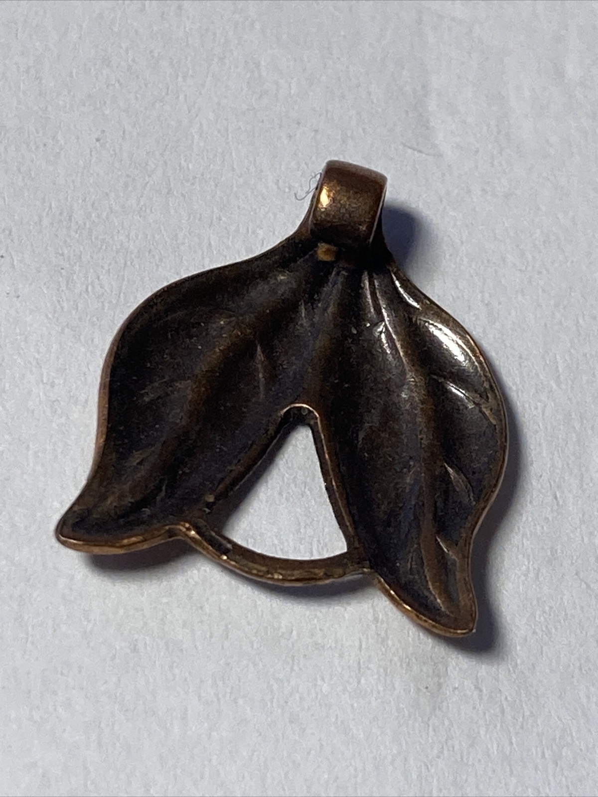 Solid Copper Leaf Leaves small .68" Pendant no ch… - image 5
