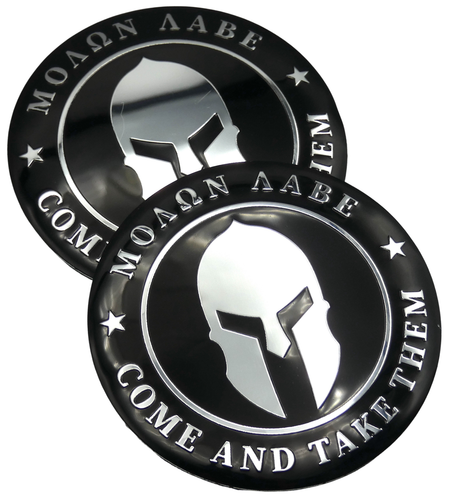 2x ALUMINIO Spartan Molon Labe Ven y Llévalos Coche Vehículo Calcomanía Adhesiva 2.2" - Imagen 9 de 11