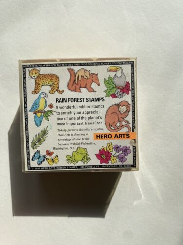 Hero Arts Rubber Stamps Mini Set Rain Forest Stamps 9 National Wildlife Fed 1991 - Photo 1 sur 4