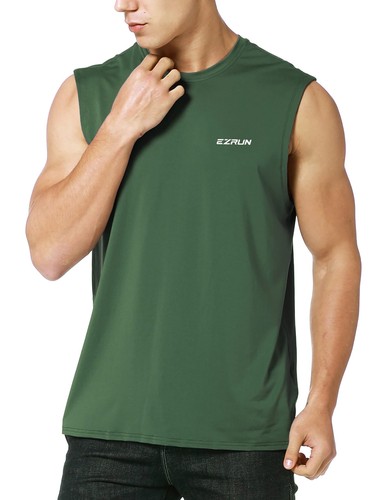 EZRUN Men's Sleeveless Shirt Quick Dry Workout Swim Shirt Gym Muscle Athletic...