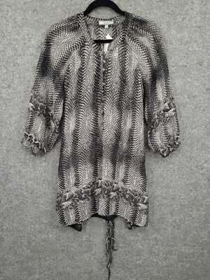 その他 V Laura Max Sheath Dress Womens Medium Long Balloon Sleeve Sheer