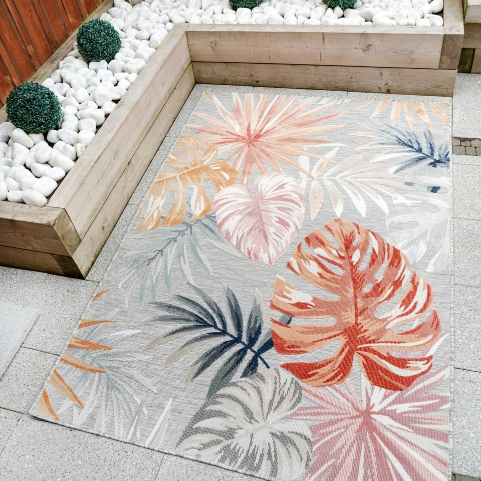 New Summer Outdoor Rugs Fun Tropical Multicolour Durable Garden Patio ...