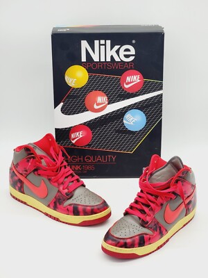 Nike Dunk High 1985 Red Acid Wash Basketball Shoes Mens Size 13M 14.5W