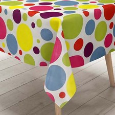 Wachstuch Tischdecke 06021-00 bunte Punkte auf weiss eckig rund oval