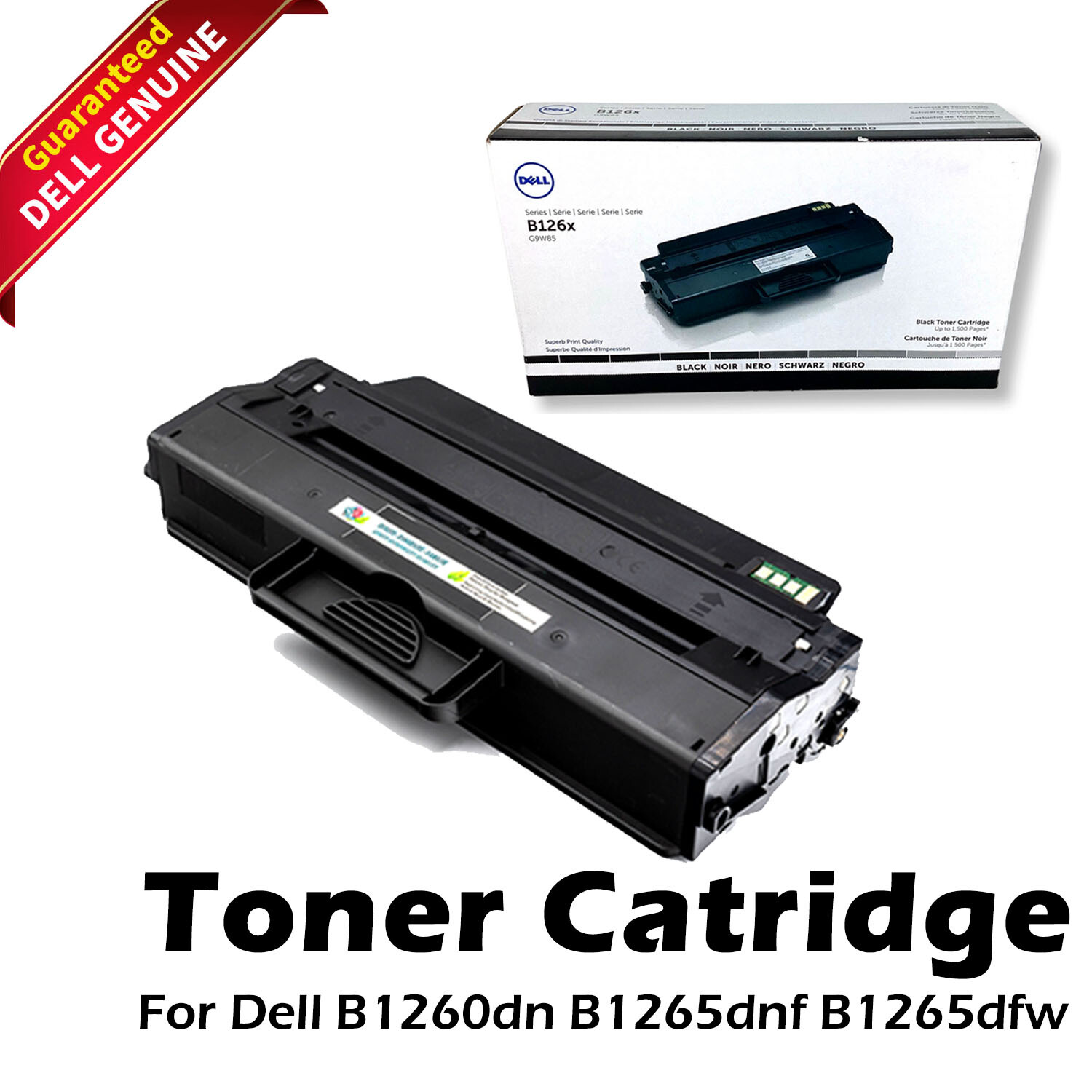 Genuine Dell G9W85 Black Toner Cartridge 1500 Pages B1260dn B1265dnf