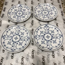 4 WINTERLING Blue Strawflower Smooth Edge 7.75” Salad Plates Bavaria EUC