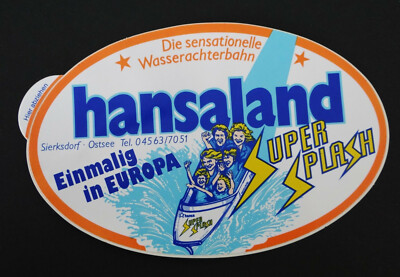 Werbe-Aufkleber Hansaland Wasser Achterbahn Super Splash Hansapark Sierksdorf