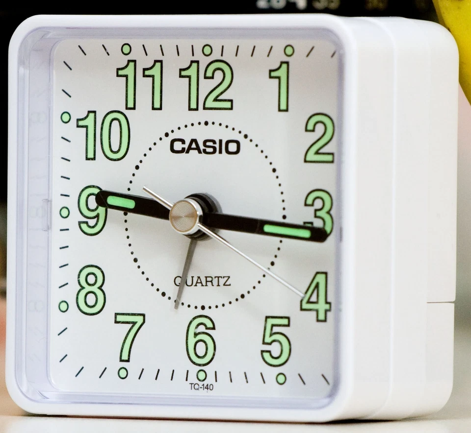 Casio TQ140-7D Travel Clock Quartz Alarm Clock Neobrite White Case w Battery New - Image 3 of 4