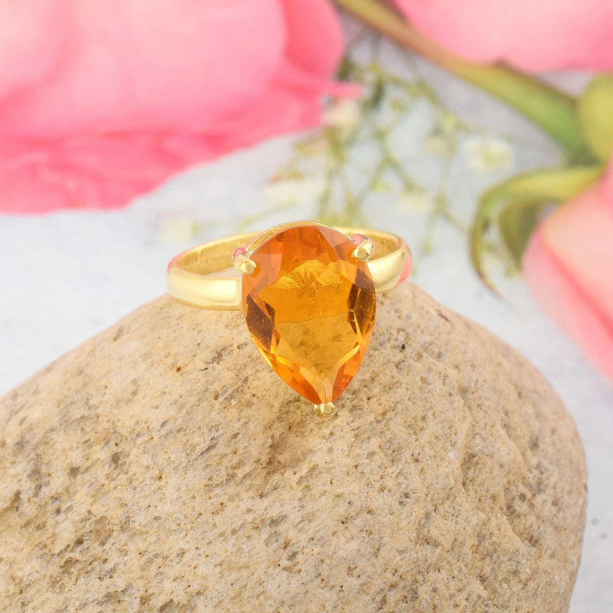 Orange citrine deals ring