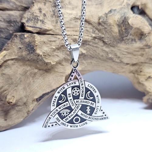 Trinity Knot Triquetra Pendant Inspiation Script Amulet Necklace Jewellery & Box - Picture 22 of 23