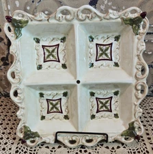 Grasslands Road Ceramic Divided Serving Dish Christmas Holly 4 Compartment