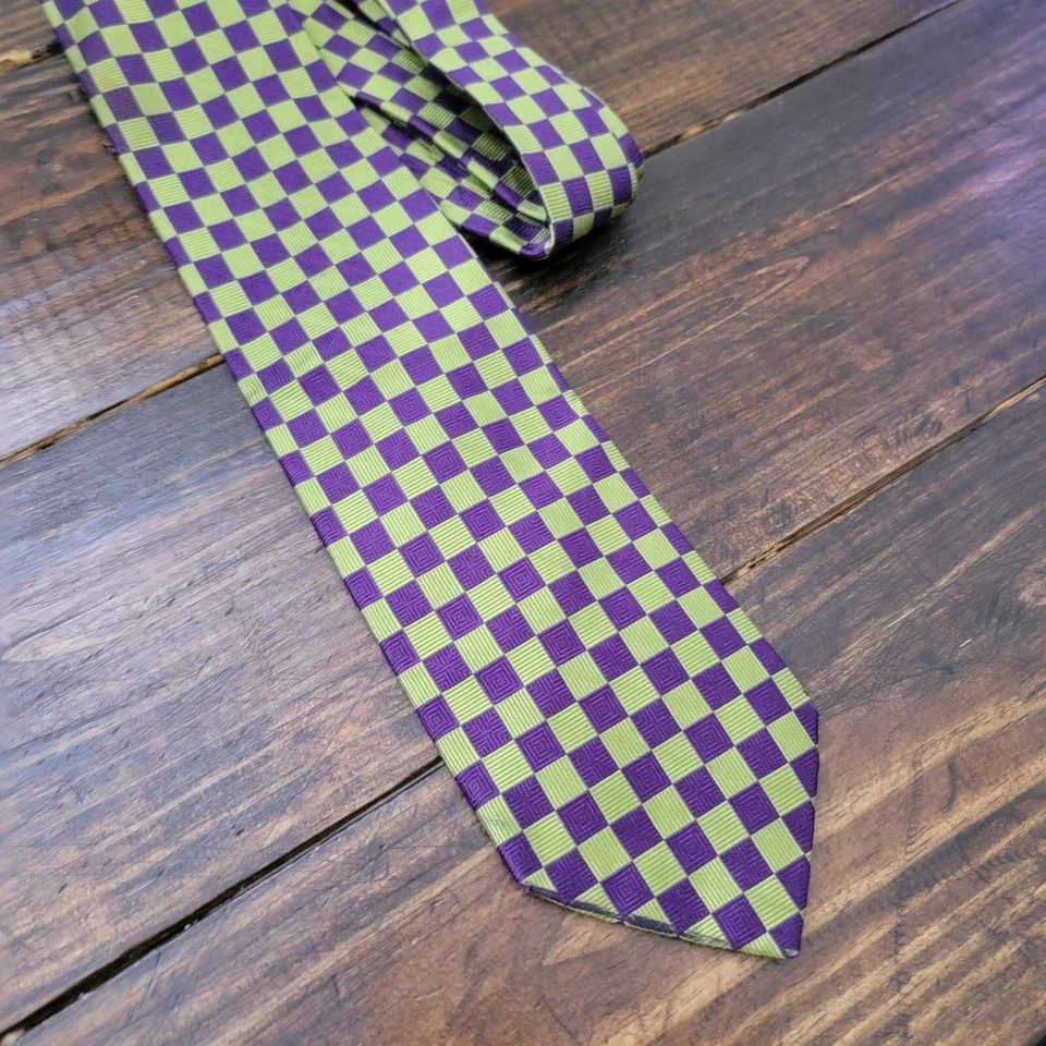 Corbata para hombre Brooks Brothers Makers seda a cuadros verde púrpura Foto 2 de 4