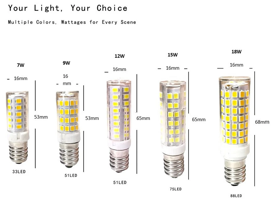 E14 LED Corn Bulb 7W 9W 12W 15W 18W  Bright Warm/Neutral/Cool White Lamp 220V - Image 3 of 4