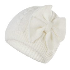 Zando Winter Knitted Baby Hat for Girls Warm Lined Infant One Size, White