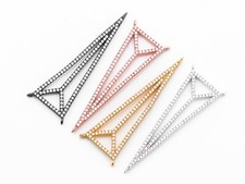 49x17mm CZ Clear Micro Pave open Triangle Connector Pendant/Charm, Cubic