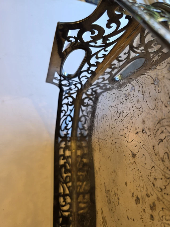 24inch Silver Tray Inscribed Silver Serving Tray - Image 4 of 4