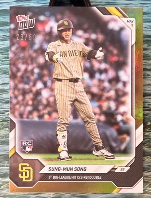  2026 Topps Now #166 GOLD Foil 28/50 SUNG-MUN SONG 1st Hit 2 RBI Double