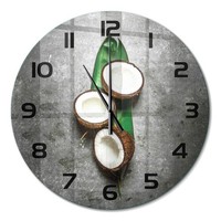 Runde Wanduhr Mit FließEnden Zeigern Halbe Kokosnuss Schwarze Zeiger Fi60 Cm