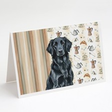 Caroline's Treasures Black Flat-Coated Retriever Coffee Bar Greeting Cards Pk 8