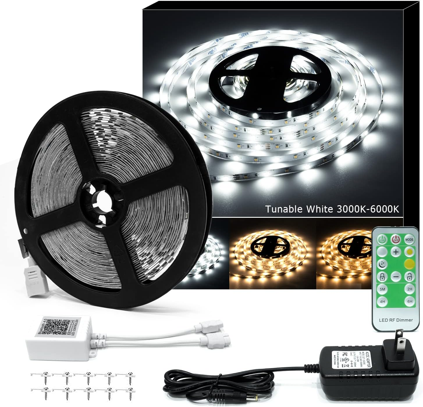 6M LED Strip Lights, 3000K-6000K Tunable White, 20Ft Dimmable Bright LED Tape Li