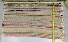 Hand Made VTG Rag Rug 24" x 40" Mid Century Modern Boho Shabby Chic Cottagecore