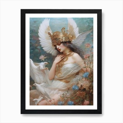 Athene, Mythologie Rokoko Gemälde Ein gerahmtes Wandbild Poster Leinwanddruck Bild