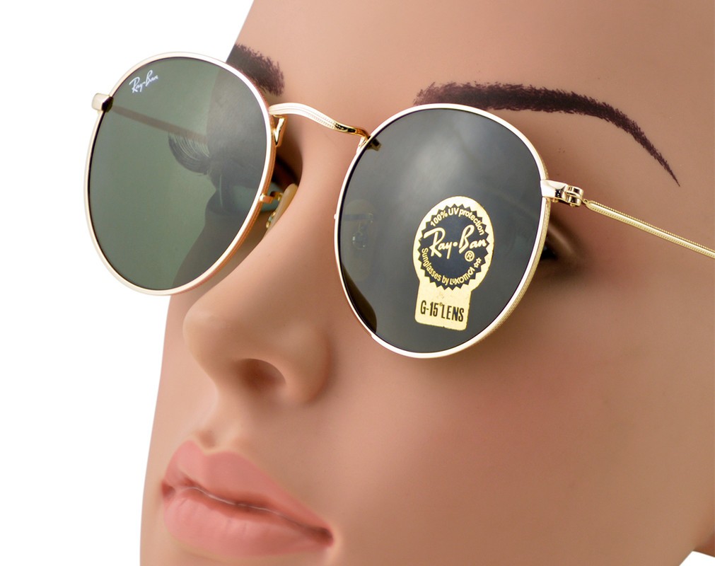 Ray-Ban Sunglasses RB3447 Round Metal Gold Frame Green  display picture 2