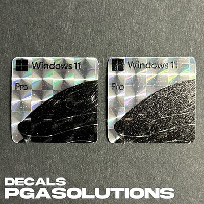 2x Windows 11 PRO Prismatic Desktop / Laptop Computer PC sticker label (NEW)