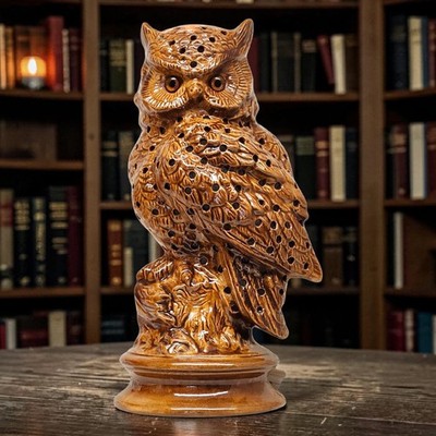 Vtg Ceramic MCM Owl Lamp Night Light Byron Molds Dark Academia One of a Kind