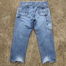 Dickies Mens Carpenter Jeans Size 38x30 Straight Workwear Blue Denim Relaxed