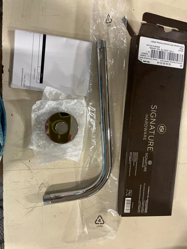 Signature Hardware 483909 12-3/8" Wall Mounted Shower Arm and Flange - Chrome - Picture 1 of 6