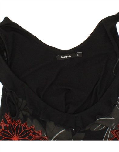 DESIGUAL Womens Graphic Sleeveless Blouse Top Large Black Floral Cotton AT02 - 第 3/3 張圖片