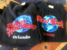 VTG t shirt Hard Rock Cafe & Planet Hollywood Orlando SS Lot Mens L Made In USA