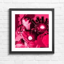 Bold Iron Man Repulsor Blast Hero Pink Framed Wall Art Print Large Picture Home