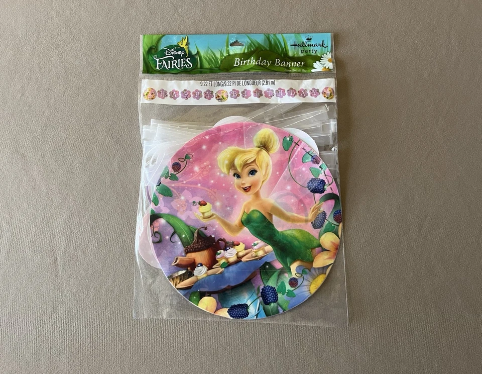 Баннер на день рождения Disney Fairies Tinker Bell от Hallmark ~ длина 9,22 фута, совершенно новый - Изображение 3 из 4