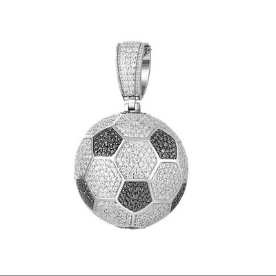 3D Fußball Anhänger Labor Moissanit CZ Fußball Halskette WM Charm