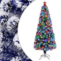KüNstlicher Weihnachtsbaum Mit Glasfaser-Licht 180 Cm