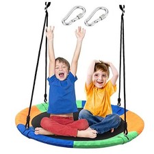 Saucer Tree Swing Seat for Kids 40 Inch Outdoor Round Tree Swing for Multicolor