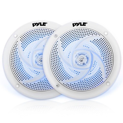 Pyle 5.25" 180W Low-Profile Marine Speakers LED Lights (Pair) PLMRS53WL