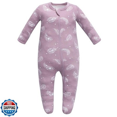 Owlivia Organic Cotton Baby Pajamas, Boys Girls Zip Front Sleep 'N Play, Foot