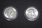 UNCIRCULATED 90% SILVER 1962 + 1963 D BEN FRANKLIN HALF DOLLARS FAST SHIPPING !!