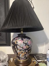 Fredrick Cooper  Vintage Lamp With Birds And Black Lamp Shade