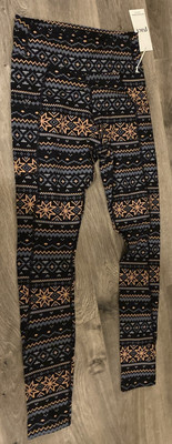 Pact leggings Sz small Snowflake Geometric Patterns Pink Black Gray Blue W26 I27