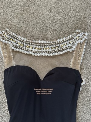 Audrey Hepburn Breakfast at Tiffany s Illusion Neckline Black Prom Formal Gown