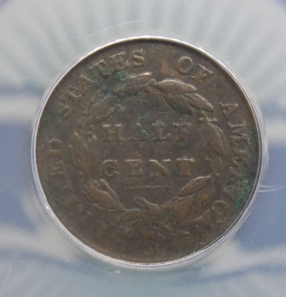 1826 Classic Head C-1 Half Cent 1/2c ANACS VF25 Details #141 Very Fine ECC&C Inc - Image 2 of 4