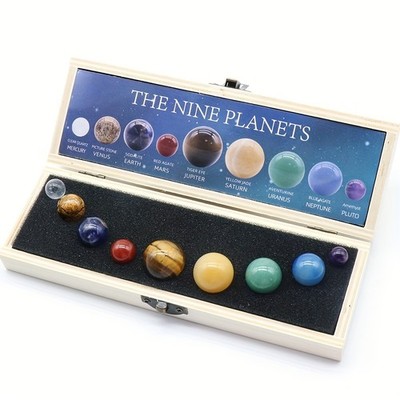 ''Naturkristall Set - 9 Planeten des Sonnensystems, Science Mineral Collection