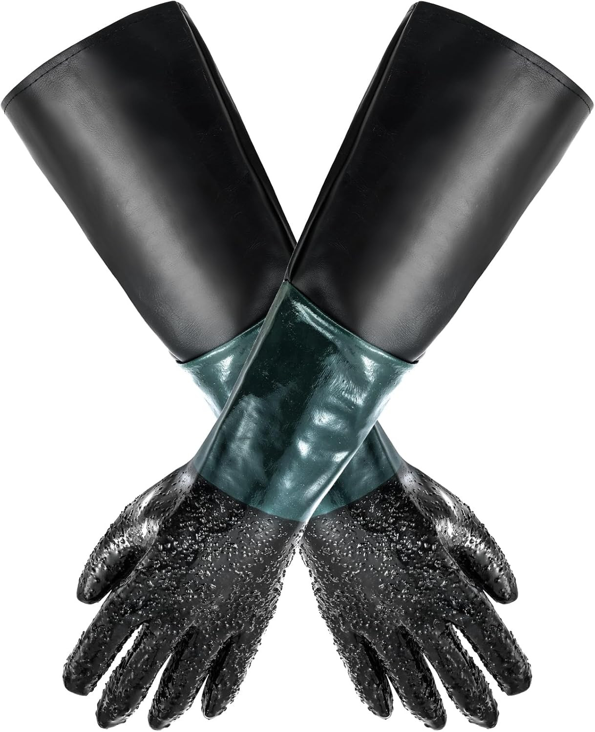 Rubber Sandblasting Sandblaster Gloves, 23.6" Rubber Sandblast Cabinet Gloves fo