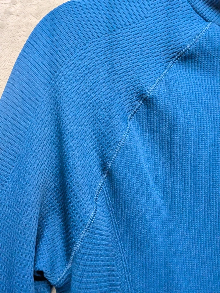 Top de cuello alto sin costuras Athleta Flurry para mujer talla M azul capa base agujeros para los pulgares Foto 4 de 4