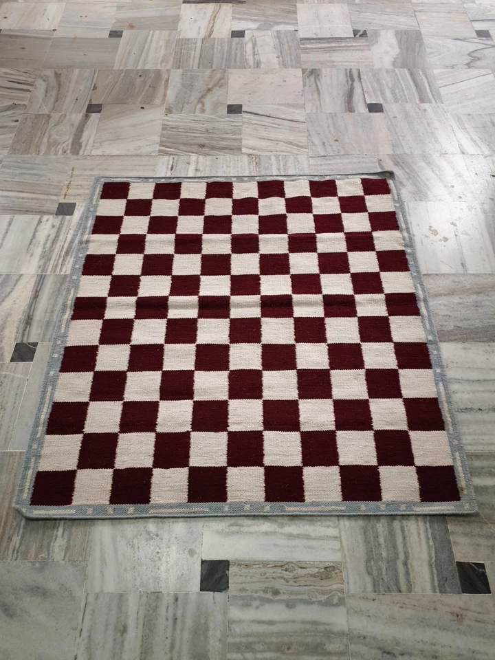 ALFOMBRA PERSONALIZADA DE LANA DISEÑO A CUADROS TEJIDA A MANO PARA SALÓN DORMITORIO DECORACIÓN DEL HOGAR Foto 2 de 4